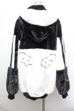 画像2: NOEMIE / ねこ耳ユニセックスファーブルゾン  黒ｘ白 S-26-01-08-032-LO-CO-HR-ZS