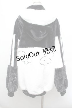 画像2: NOEMIE / ねこ耳ユニセックスファーブルゾン  黒ｘ白 S-26-01-08-032-LO-CO-HR-ZS