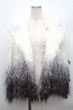 画像1: BLOOD SUPPLY（海外ブランド） / 袖リボンファーコート  黒ｘ白 S-26-01-09-004-EL-SK-HR-ZS