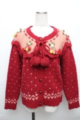 PINK HOUSE / チェリーモチーフ使いヨークニットカーディガン  赤 S-26-01-09-009-LO-TO-SA-ZS