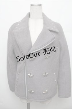 画像1: Candy Stripper / スタッズジャケット  グレー S-26-01-09-012-PU-JA-HR-ZS