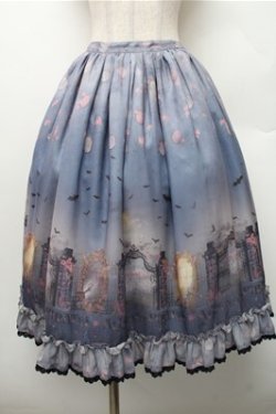 画像1: ALICE and the PIRATES / Vampire Lament柄スカート  ブルー S-26-01-09-030-PA-SK-AS-ZS