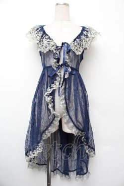 画像1: Vallee lys / Fishtail Lace Gilet  ネイビー S-26-01-10-040-GO-TO-HR-ZS