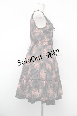 画像2: axes femme / ピンスト×花柄ワンピース  黒 S-26-01-10-045-AX-OP-AS-ZS