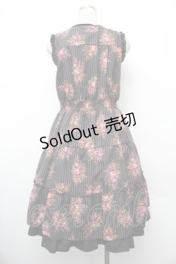 画像3: axes femme / ピンスト×花柄ワンピース  黒 S-26-01-10-045-AX-OP-AS-ZS