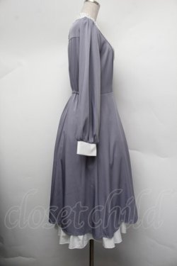 画像2: axes femme / ブローチセットロマンワンピース（ブローチ欠品）  ブルーグレー S-26-01-10-052-AX-OP-AS-ZS