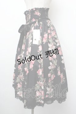 画像2: axes femme / 花柄ミディ丈スカート  黒 S-26-01-10-059-AX-SK-HR-ZS