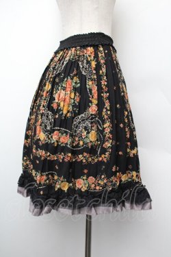 画像2: axes femme / スカーフ柄プリーツスカート  黒 S-26-01-10-062-AX-SK-HR-ZS