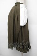 中国ロリータ / エプロン付き裾刺繍ロングスカート  カーキｘ白 S-26-01-10-065-LO-SK-HR-ZS