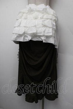 画像4: 中国ロリータ / エプロン付き裾刺繍ロングスカート  カーキｘ白 S-26-01-10-065-LO-SK-HR-ZS