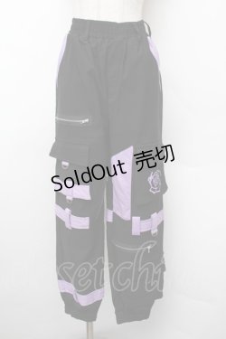 画像1: NieR Clothing / プリントカーゴパンツ  黒 S-26-01-10-066-PU-PA-AS-ZS