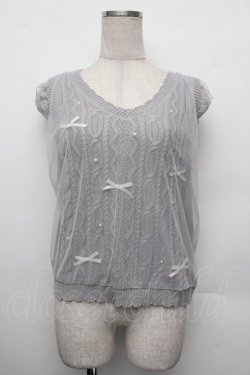 画像1: axes femme POETIQUE / チュールレイヤードニットベスト  グレー S-26-01-10-018-AX-TO-AS-ZS