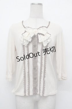 画像1: axes femme / 刺繍入りBIGリボンプルオーバー  オフ S-26-01-10-022-AX-TO-AS-ZS