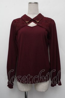 画像1: axes femme / カットワークデザインプルオーバー  ワイン S-26-01-10-024-AX-TO-AS-ZS