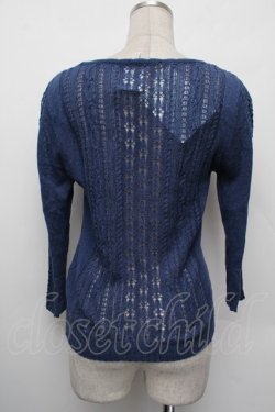 画像3: axes femme / レース襟付透かし編みカーディガン  紺 S-26-01-10-027-AX-TO-AS-ZS