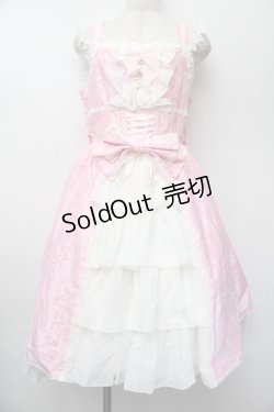 画像1: metamorphose / フロッキーシャンタンコルセット風ジャンパースカート 1 ピンク S-26-01-13-030-ME-OP-HR-ZS