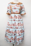 axes femme Kawaii / お菓子の家柄ワンピース  ミント S-26-01-13-035-AX-BL-HR-ZS