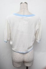 画像3: axes femme Kawaii / クマ柄半袖ニットカーディガン  白ｘサックス S-26-01-13-005-AX-TO-HR-ZS (3)
