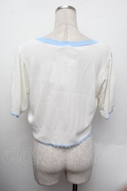 画像3: axes femme Kawaii / クマ柄半袖ニットカーディガン  白ｘサックス S-26-01-13-005-AX-TO-HR-ZS