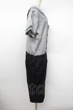 画像2: ネバアランド / ヤマネコ島セーラーロンパース  黒ｘグレー S-26-01-13-049-LO-OP-AS-ZS