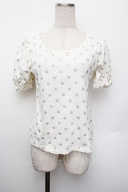 画像1: Emily Temple cute / ドットパフ袖Tシャツ  白 S-26-01-13-002-ET-TS-HR-ZS