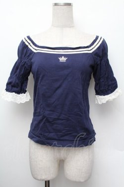 画像1: Emily Temple cute / クラウン刺繍カットソー  紺 S-26-01-13-012-ET-TO-HR-ZS