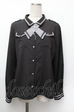 画像1: axes femme / タイ付ミリタリー風ブラウス L 黒 S-26-01-13-015-AX-TO-TK-ZS