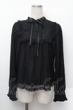 画像1: axes femme / 袖口シャーリング総レースプルオーバー  黒 S-26-01-13-016-AX-TO-HR-ZS