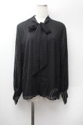 axes femme / ドットフロッキーボウタイブラウス  黒 S-26-01-13-017-AX-BL-HR-ZS