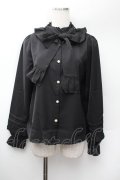 axes femme Kawaii / ピンタック袖デザインブラウス  黒 S-26-01-13-018-AX-BL-HR-ZS