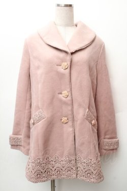 画像1: axes femme / 裾レース使いチェスターコート  ピンク S-26-01-14-030-AX-CO-HR-ZS