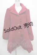 axes femme / レース襟フリルコート  ワイン S-26-01-14-035-AX-CO-HR-ZS