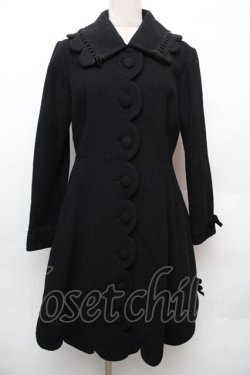 画像1: Pina sweetcollection / バックレースアップスカラップコート  黒 S-26-01-14-038-LO-ZA-HR-ZS