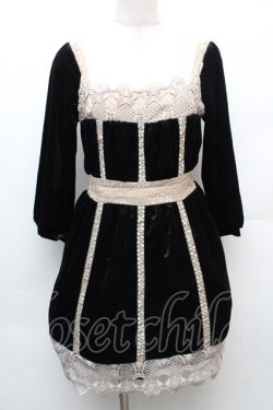 画像1: axes femme / レース&ベロアチュニック  黒 S-26-01-14-039-AX-TO-AS-ZS