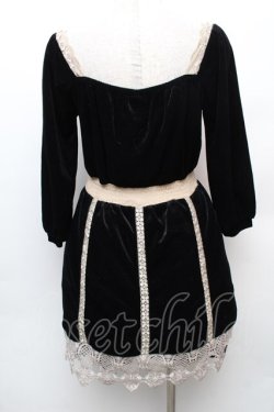 画像2: axes femme / レース&ベロアチュニック  黒 S-26-01-14-039-AX-TO-AS-ZS