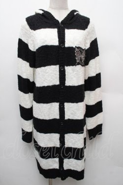 画像1: ALGONQUINS / ワッペンボーダーカーディガン  黒Ｘ白 S-26-01-14-008-AL-TO-HR-ZS