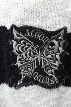 画像3: ALGONQUINS / ワッペンボーダーカーディガン  黒Ｘ白 S-26-01-14-008-AL-TO-HR-ZS