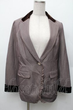 画像1: axes femme / ベロア使いロングジャケット  ブラウン S-26-01-14-014-AX-JA-AS-ZS