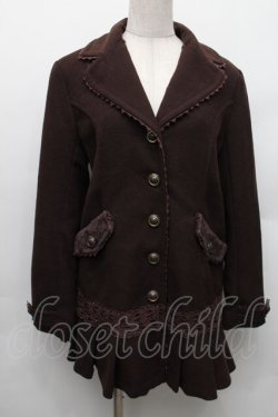 画像1: axes femme / レース配色ファーカラーコート（ファー欠品）  ブラウン S-26-01-14-015-AX-CO-HR-ZS