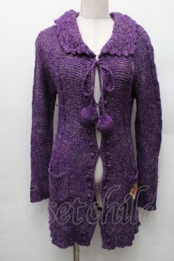 画像1: Franche Lippee / きのこニットロングカーディガン  紫 S-26-01-14-016-LO-TO-HR-ZS