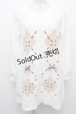 画像1: LIZ LISA / マシュマロアーガイルニットワンピース  オフ S-26-01-14-003-LO-OP-HR-ZS