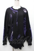 Amilige / ロゴダメージジャガードニット  黒ｘ紫 S-26-01-14-022-PU-TO-AS-ZS