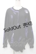 Amilige / ロゴダメージジャガードニット  黒ｘ紫 S-26-01-14-022-PU-TO-AS-ZS