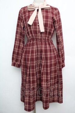 画像1: Fi.n.t / クレリックボウタイチェックワンピース  赤 S-26-01-15-044-CA-OP-AS-ZS