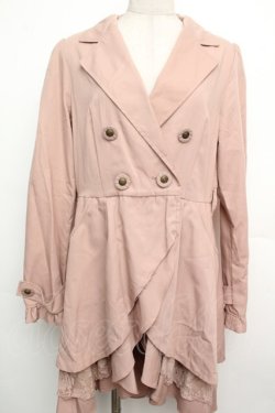 画像1: axes femme / 裾フリルトレンチコート  ピンク S-26-01-15-048-AX-CO-HR-ZS