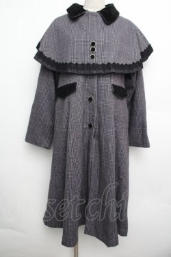 画像1: axes femme POETIQUE / ケープ付きチェック柄コート  グレー S-26-01-15-053-AX-CO-HR-ZS