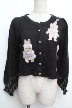 画像1: axes femme kawaii / ハロウィンナイト刺繍カーデ  黒 S-26-01-15-055-AX-TO-HR-ZS