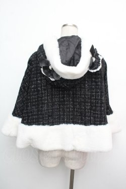 画像2: Ank Rouge / くまちゃんキラキラツイードポンチョ  黒 S-26-01-15-056-CA-CO-HR-ZS