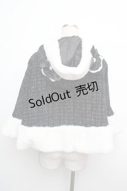 画像2: Ank Rouge / くまちゃんキラキラツイードポンチョ  黒 S-26-01-15-056-CA-CO-HR-ZT0210N