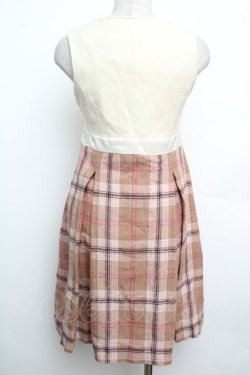 画像2: LIZ LISA / チェック切替ワンピース  ブラウンｘオフ S-26-01-15-023-LO-OP-AS-ZS